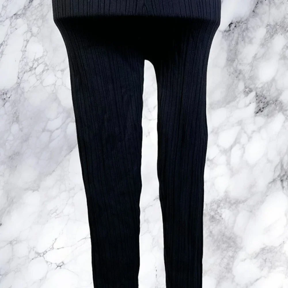 Michael Costello xREVOLVE Knit Ribbed Leggings - Black